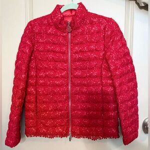 SOLD Moncler Sorbier Giubbotto Quilted Lace Down Jacket in Red size 1/S ($1300)